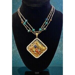 Jules B Millefiori Apatite Pendant Necklace Set With Matching Earrings